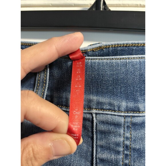 Spanx Jeans Womens Small Petite Wide Leg Pull On Denim Medium Wash Seamed Front - Picture 3 of 7